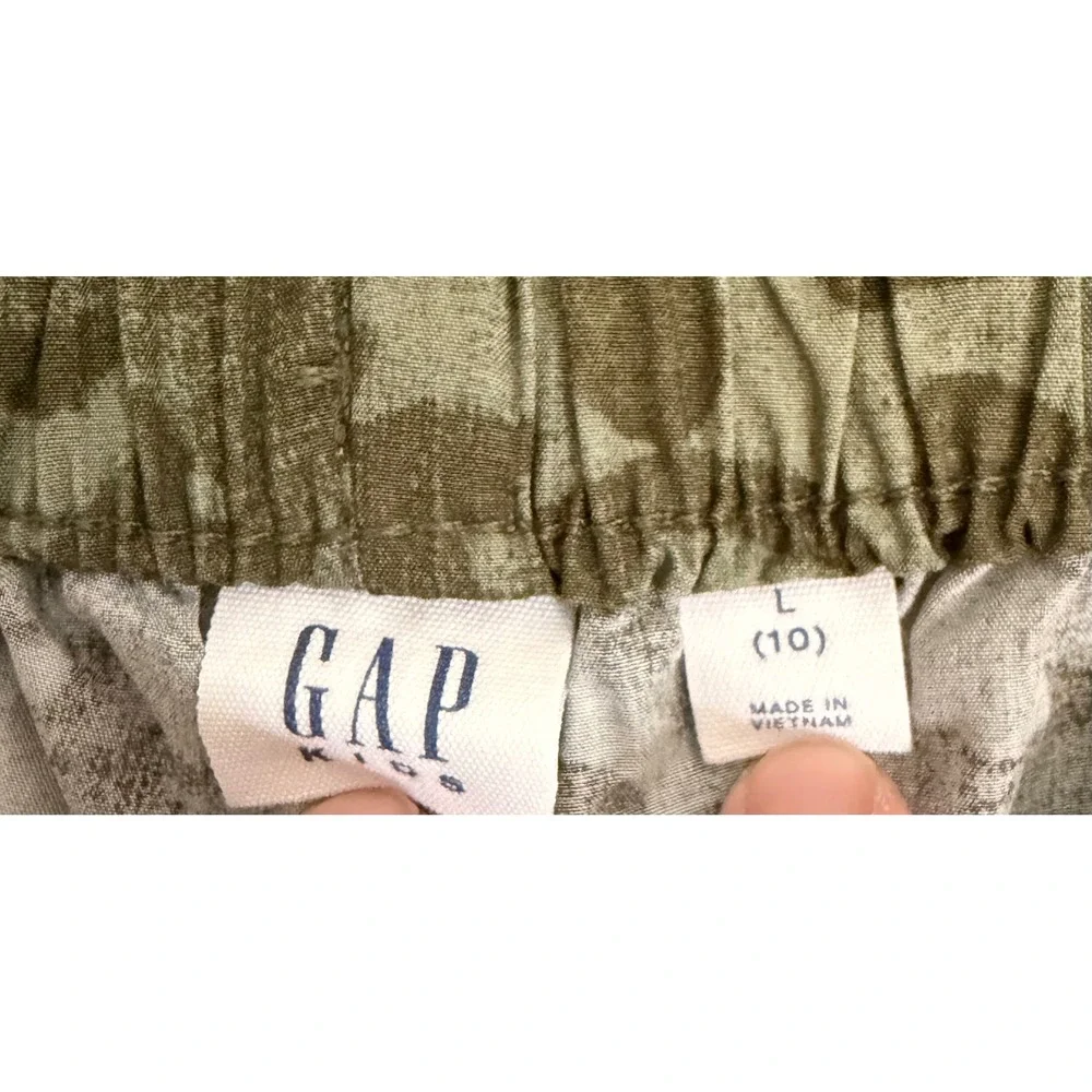 Gap Kids Green Camo Woven Parachute Pants Cargo Joggers Size L 10
